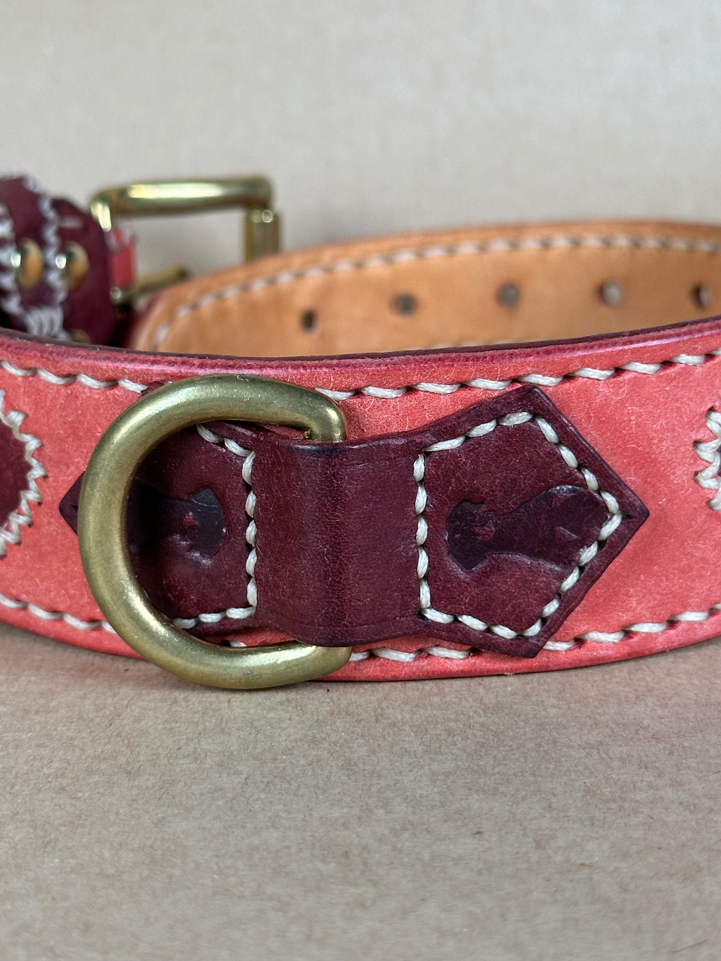 Collare per Cani Rosa Antico in Pelle Pieno Fiore