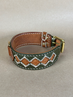 Collare per Cani Verde Olivo in Pelle Pieno Fiore