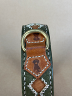 Collare per Cani Verde Olivo in Pelle Pieno Fiore