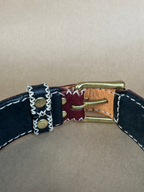 Collare per Cani Borgogna e Nero in Pelle Pieno Fiore