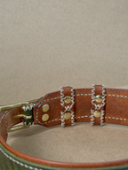 Collare per Cani Verde Olivo in Pelle Pieno Fiore